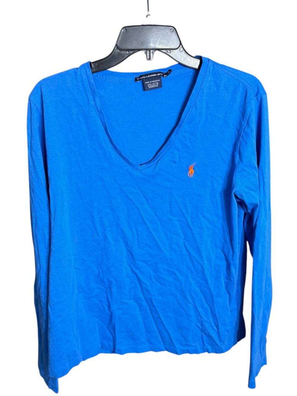 Ralph Lauren Sport Long Sleeve V-Neck 100% Cotton Blue Size XL